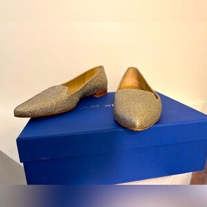Silver sparky Stuart Weitzman flats